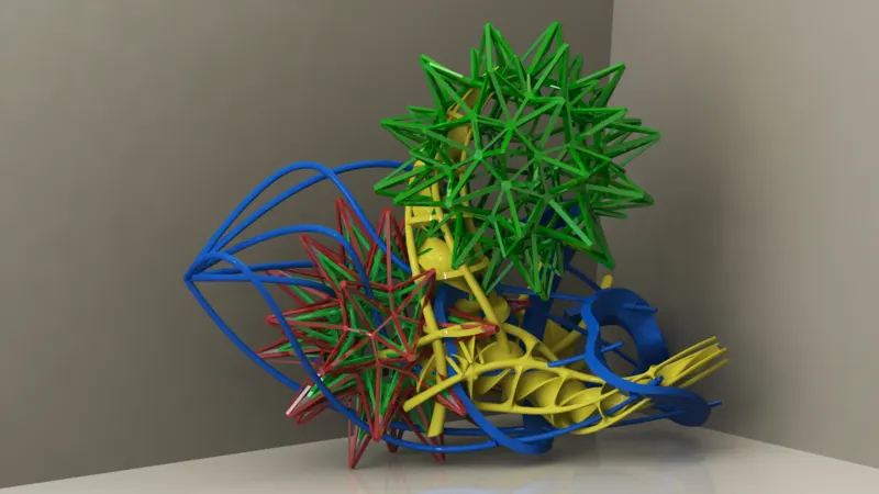 Stars, snails and the blue wires; from Igal Kaptsan's archive of sculpture projects with Frank Stella