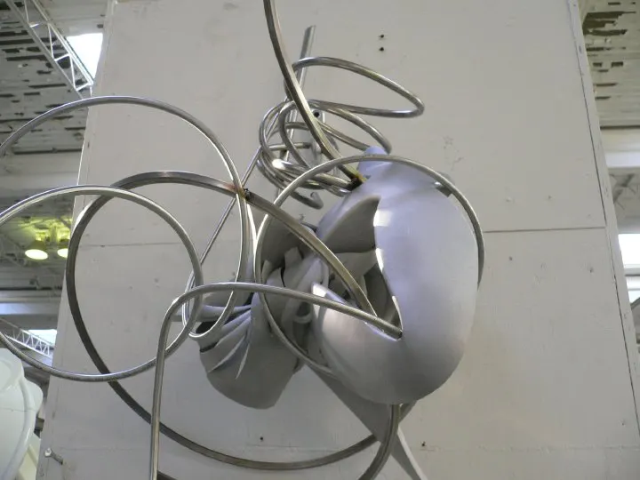 The football, with the wires; from Igal Kaptsan's archive of sculpture projects with Frank Stella