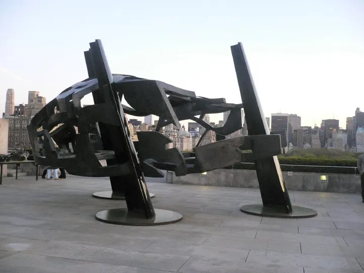 The second piece of the rooftop installation, positioned separately; from Igal Kaptsan's archive of sculpture projects with Frank Stella