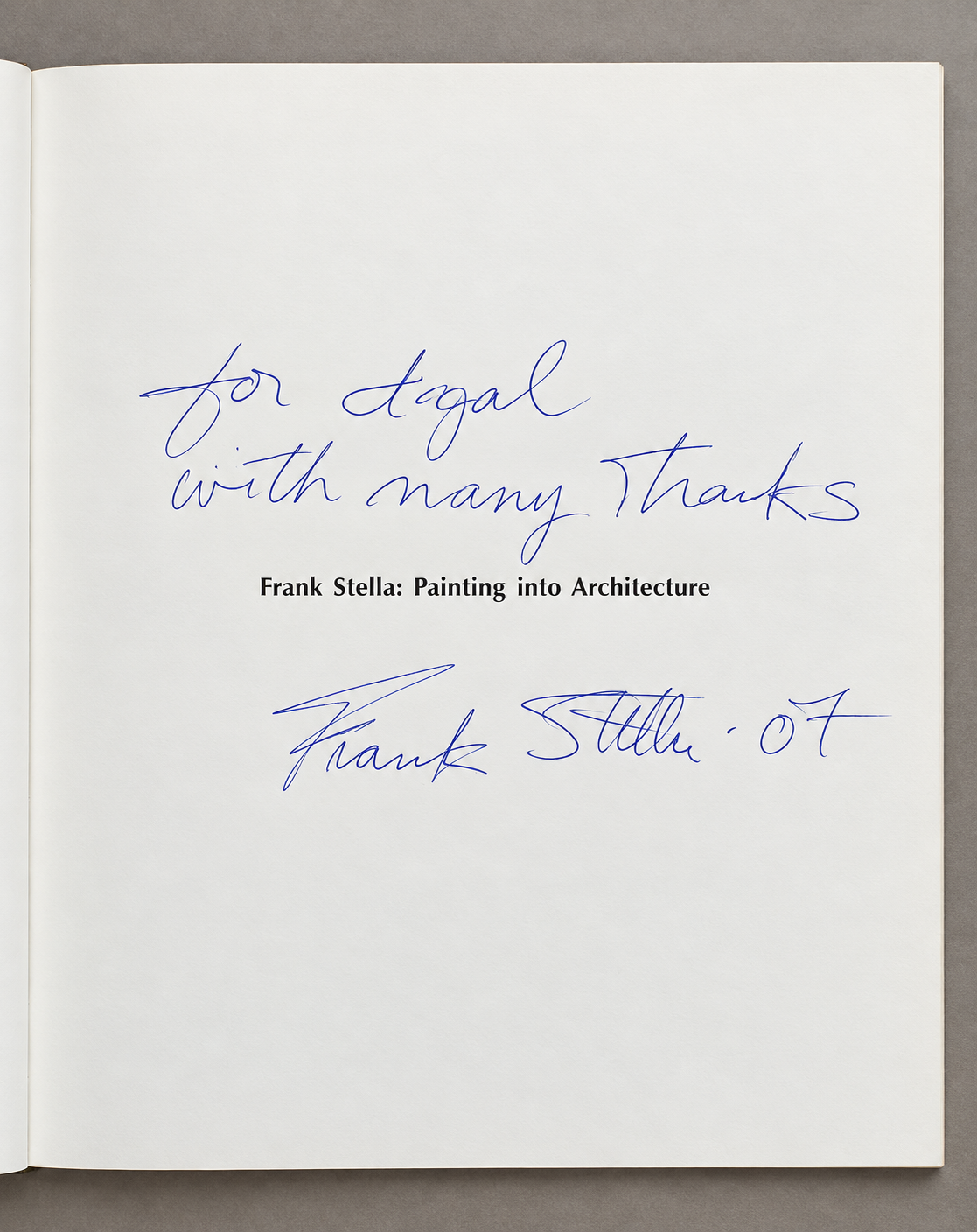 Signed book page, 2007